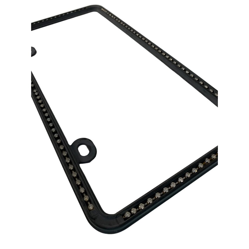 License Plate Frame With Rhinestones For Cars & Trucks Black 7277 GUC
